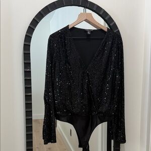 Sincerely Jules Black Sequin Bodysuit